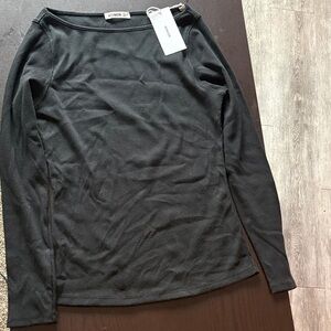 Buck Mason Women’s Black Surplus Rib Bateau Neck Long Sleeve Top NWT Medium